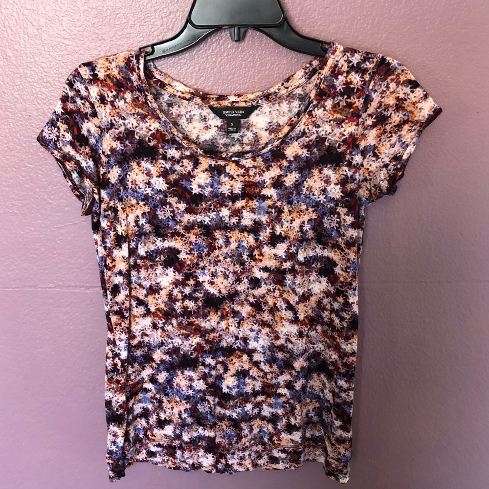 Simply Vera Vera Wang Floral Pattern Tee S